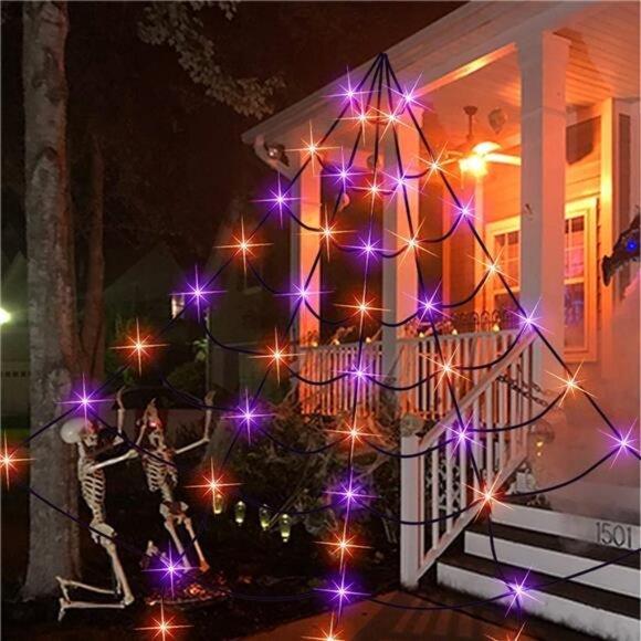 250 LED Spider Web Halloween Lights, 19.5 FT x 15 FT Giant Halloween Decorations - Picture 6 of 8